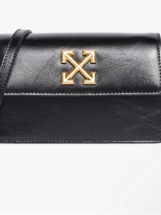 Off-White Handbags - Off-White Black Leather Crossbody with Gold Arrow Emblem